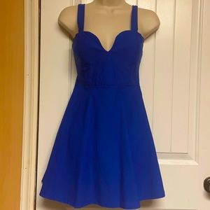 LOVE CULTURE ROYAL BLUE MINI DRESS. SIZE SMALL